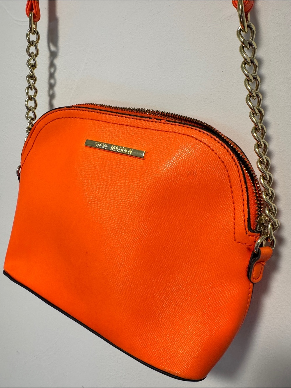 Steve Madden Neon Orange Crossbody with Gold Chain